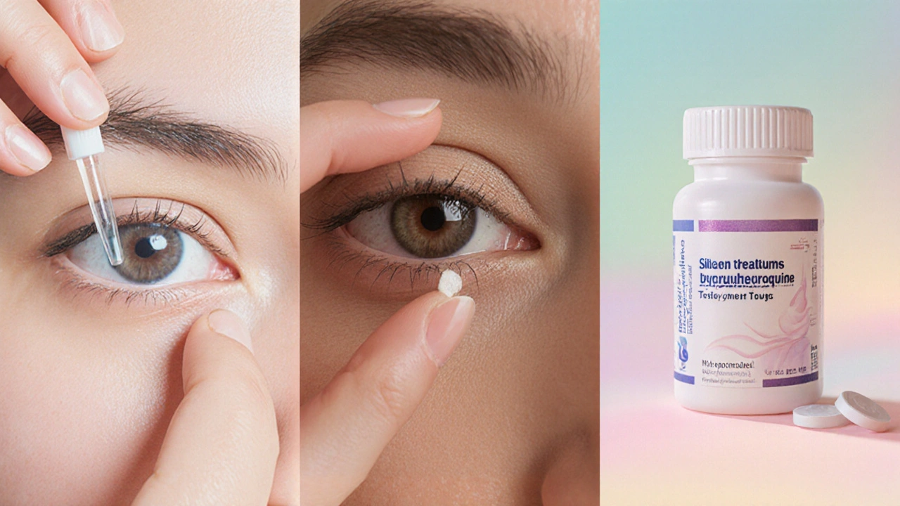 Aplicación de lágrimas artificiales, inserción de plug lacrimal y medicación sistémica.