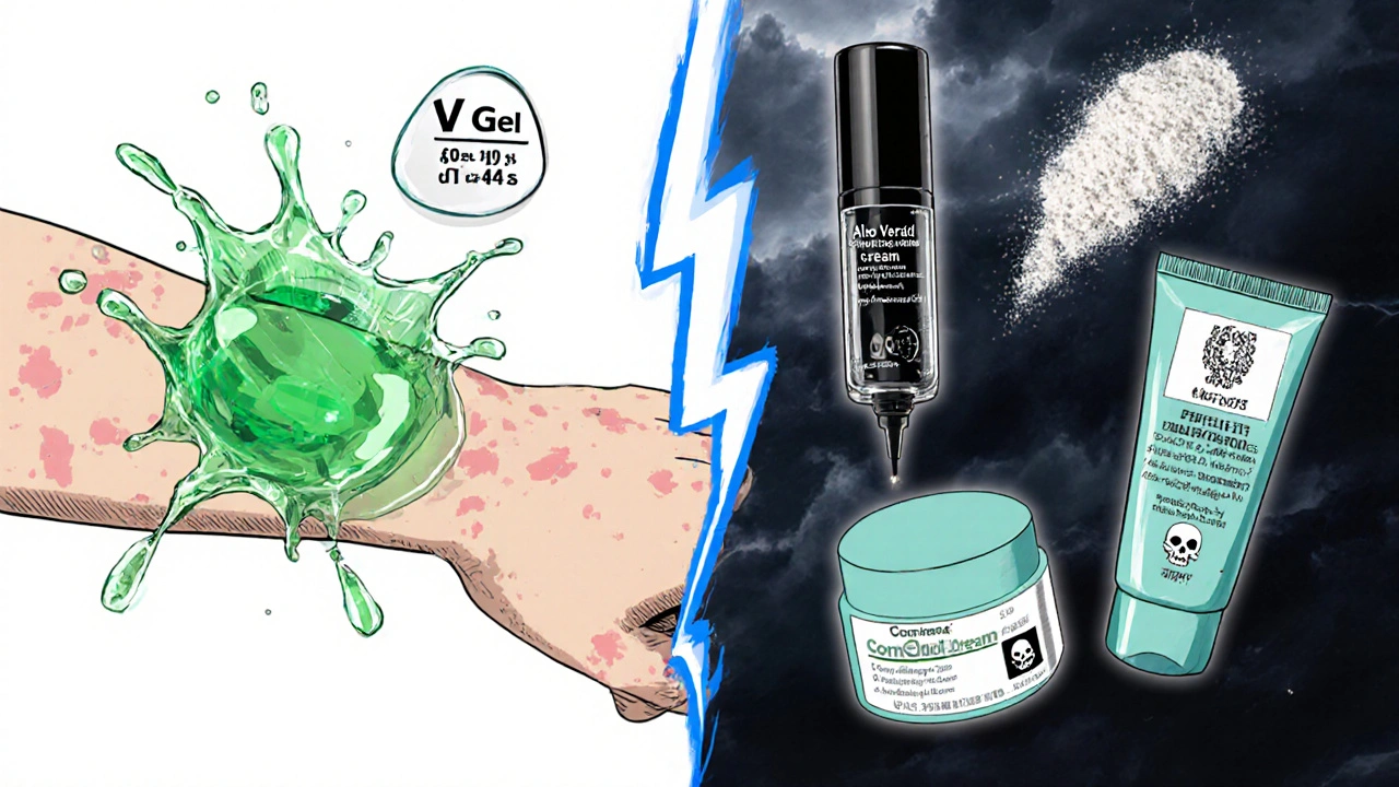 Comparación visual de V Gel y cuatro productos alternativos con símbolos de velocidad y precio.