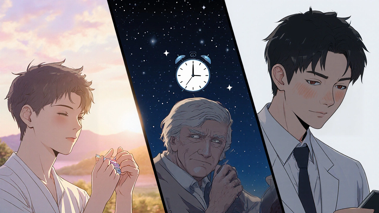 Tres pacientes inyectan diferentes insulinas: Glargina una vez, Degludec flexible, NPH dos veces.